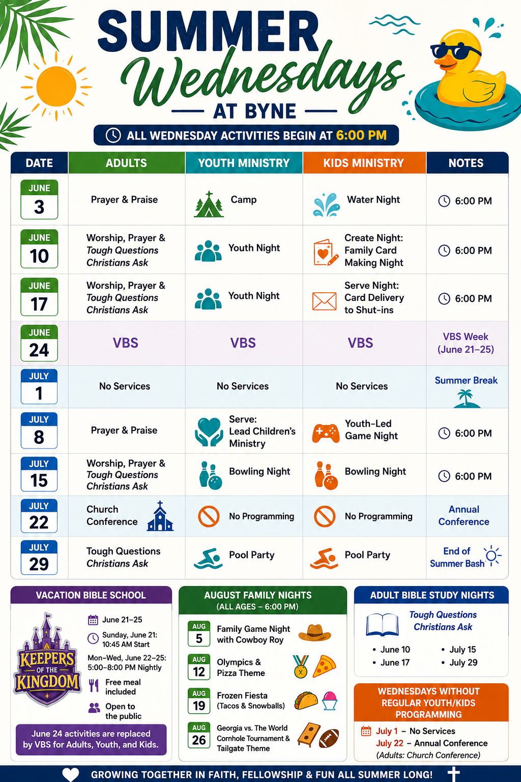 Summer Wednesdays at Byne schedule poster